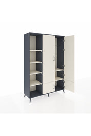 Hyperion Dolap 6 Raflı 4 Kapaklı Tek Askılı 132x44x195 Antrasit-Aytaşı/Aytaşı