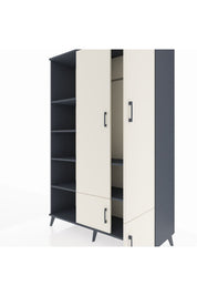 Hyperion Dolap 6 Raflı 4 Kapaklı Tek Askılı 132x44x195 Antrasit-Aytaşı/Antrasit