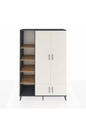 Hyperion Dolap 6 Raflı 4 Kapaklı Tek Askılı 132x44x195 Antrasit-Aytaşı/Çam