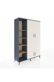 Hyperion Dolap 6 Raflı 4 Kapaklı Tek Askılı 132x44x195 Antrasit-Aytaşı/Çam