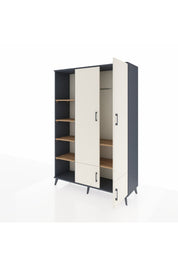 Hyperion Dolap 6 Raflı 4 Kapaklı Tek Askılı 132x44x195 Antrasit-Aytaşı/Çam