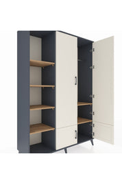 Hyperion Dolap 6 Raflı 4 Kapaklı Tek Askılı 132x44x195 Antrasit-Aytaşı/Çam