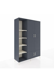 Hyperion Dolap 6 Raflı 4 Kapaklı Tek Askılı 132x44x195 Antrasit-Antrasit/Aytaşı