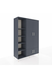 Hyperion Dolap 6 Raflı 4 Kapaklı Tek Askılı 132x44x195 Antrasit-Antrasit/Antrasit