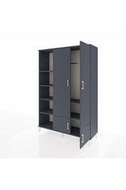 Hyperion Dolap 6 Raflı 4 Kapaklı Tek Askılı 132x44x195 Antrasit-Antrasit/Antrasit