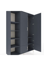 Hyperion Dolap 6 Raflı 4 Kapaklı Tek Askılı 132x44x195 Antrasit-Antrasit/Antrasit