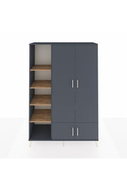 Hyperion Dolap 6 Raflı 4 Kapaklı Tek Askılı 132x44x195 Antrasit-Antrasit/Çam