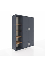 Hyperion Dolap 6 Raflı 4 Kapaklı Tek Askılı 132x44x195 Antrasit-Antrasit/Çam