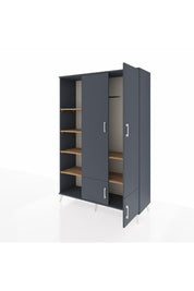 Hyperion Dolap 6 Raflı 4 Kapaklı Tek Askılı 132x44x195 Antrasit-Antrasit/Çam