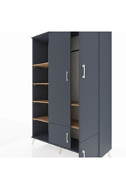 Hyperion Dolap 6 Raflı 4 Kapaklı Tek Askılı 132x44x195 Antrasit-Antrasit/Çam