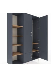 Hyperion Dolap 6 Raflı 4 Kapaklı Tek Askılı 132x44x195 Antrasit-Antrasit/Çam