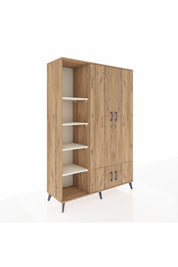 Hyperion Dolap 6 Raflı 4 Kapaklı Tek Askılı 132x44x195 Çam-Çam/Aytaşı