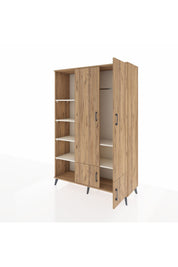 Hyperion Dolap 6 Raflı 4 Kapaklı Tek Askılı 132x44x195 Çam-Çam/Aytaşı