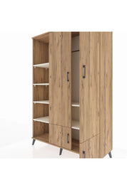 Hyperion Dolap 6 Raflı 4 Kapaklı Tek Askılı 132x44x195 Çam-Çam/Aytaşı