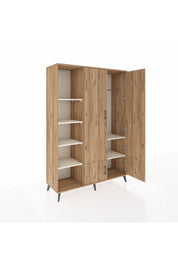 Hyperion Dolap 6 Raflı 4 Kapaklı Tek Askılı 132x44x195 Çam-Çam/Aytaşı