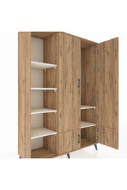 Hyperion Dolap 6 Raflı 4 Kapaklı Tek Askılı 132x44x195 Çam-Çam/Aytaşı