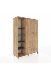 Hyperion Dolap 6 Raflı 4 Kapaklı Tek Askılı 132x44x195 Çam-Çam/Antrasit