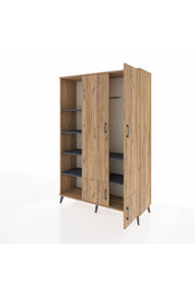 Hyperion Dolap 6 Raflı 4 Kapaklı Tek Askılı 132x44x195 Çam-Çam/Antrasit