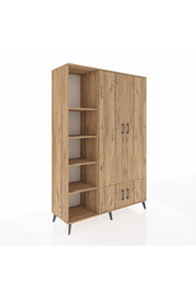 Hyperion Dolap 6 Raflı 4 Kapaklı Tek Askılı 132x44x195 Çam-Çam/Çam