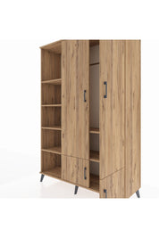 Hyperion Dolap 6 Raflı 4 Kapaklı Tek Askılı 132x44x195 Çam-Çam/Çam