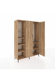 Hyperion Dolap 6 Raflı 4 Kapaklı Tek Askılı 132x44x195 Çam-Çam/Çam