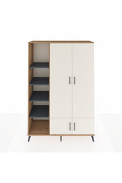 Hyperion Dolap 6 Raflı 4 Kapaklı Tek Askılı 132x44x195 Çam-Aytaşı/Antrasit