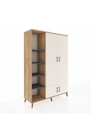 Hyperion Dolap 6 Raflı 4 Kapaklı Tek Askılı 132x44x195 Çam-Aytaşı/Antrasit