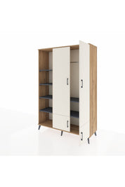 Hyperion Dolap 6 Raflı 4 Kapaklı Tek Askılı 132x44x195 Çam-Aytaşı/Antrasit