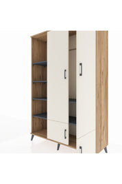 Hyperion Dolap 6 Raflı 4 Kapaklı Tek Askılı 132x44x195 Çam-Aytaşı/Antrasit