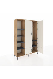 Hyperion Dolap 6 Raflı 4 Kapaklı Tek Askılı 132x44x195 Çam-Aytaşı/Antrasit