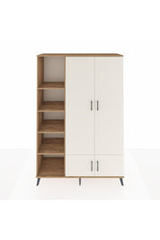 Hyperion Dolap 6 Raflı 4 Kapaklı Tek Askılı 132x44x195 Çam-Aytaşı/Çam