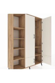Hyperion Dolap 6 Raflı 4 Kapaklı Tek Askılı 132x44x195 Çam-Aytaşı/Çam