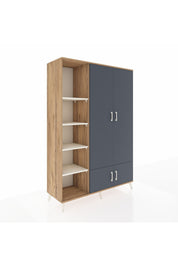 Hyperion Dolap 6 Raflı 4 Kapaklı Tek Askılı 132x44x195 Çam-Antrasit/Aytaşı