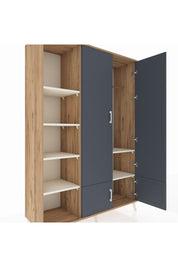 Hyperion Dolap 6 Raflı 4 Kapaklı Tek Askılı 132x44x195 Çam-Antrasit/Aytaşı