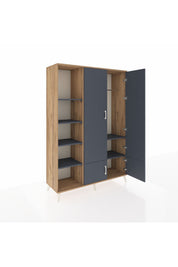 Hyperion Dolap 6 Raflı 4 Kapaklı Tek Askılı 132x44x195 Çam-Antrasit/Antrasit