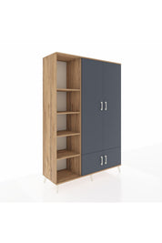 Hyperion Dolap 6 Raflı 4 Kapaklı Tek Askılı 132x44x195 Çam-Antrasit/Çam