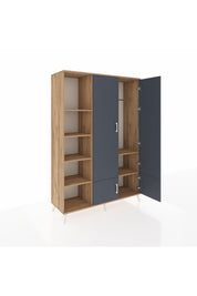 Hyperion Dolap 6 Raflı 4 Kapaklı Tek Askılı 132x44x195 Çam-Antrasit/Çam