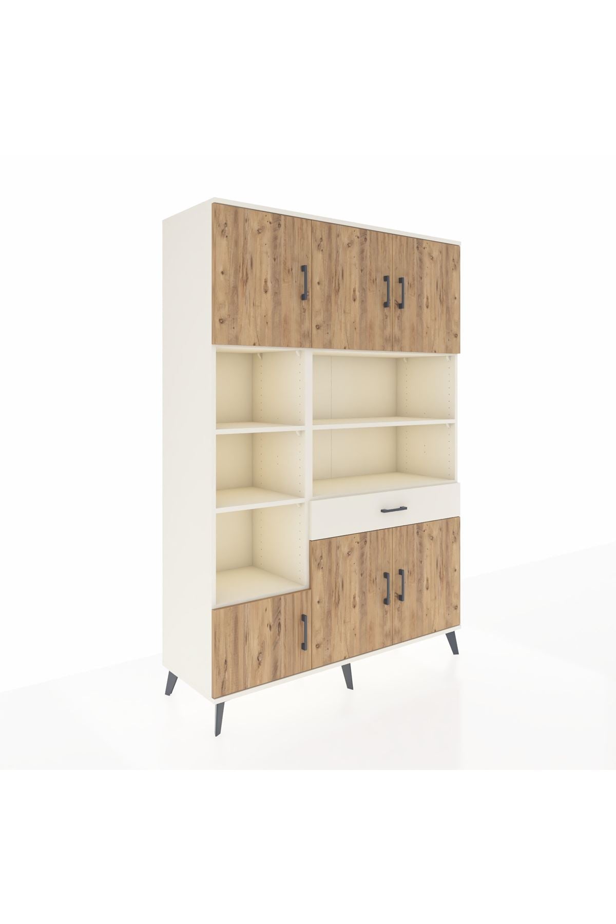 Hyperion Dolap 10 Raflı Tek Çekmeceli 6 Kapaklı 132x44x195 Aytaşı-Çam/Aytaşı