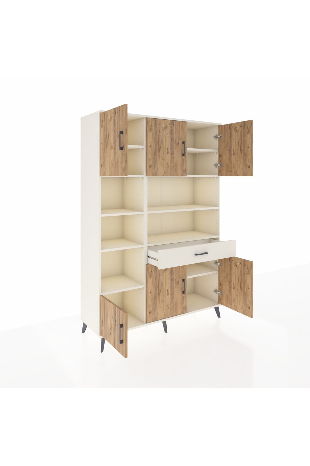 Hyperion Dolap 10 Raflı Tek Çekmeceli 6 Kapaklı 132x44x195 Aytaşı-Çam/Aytaşı