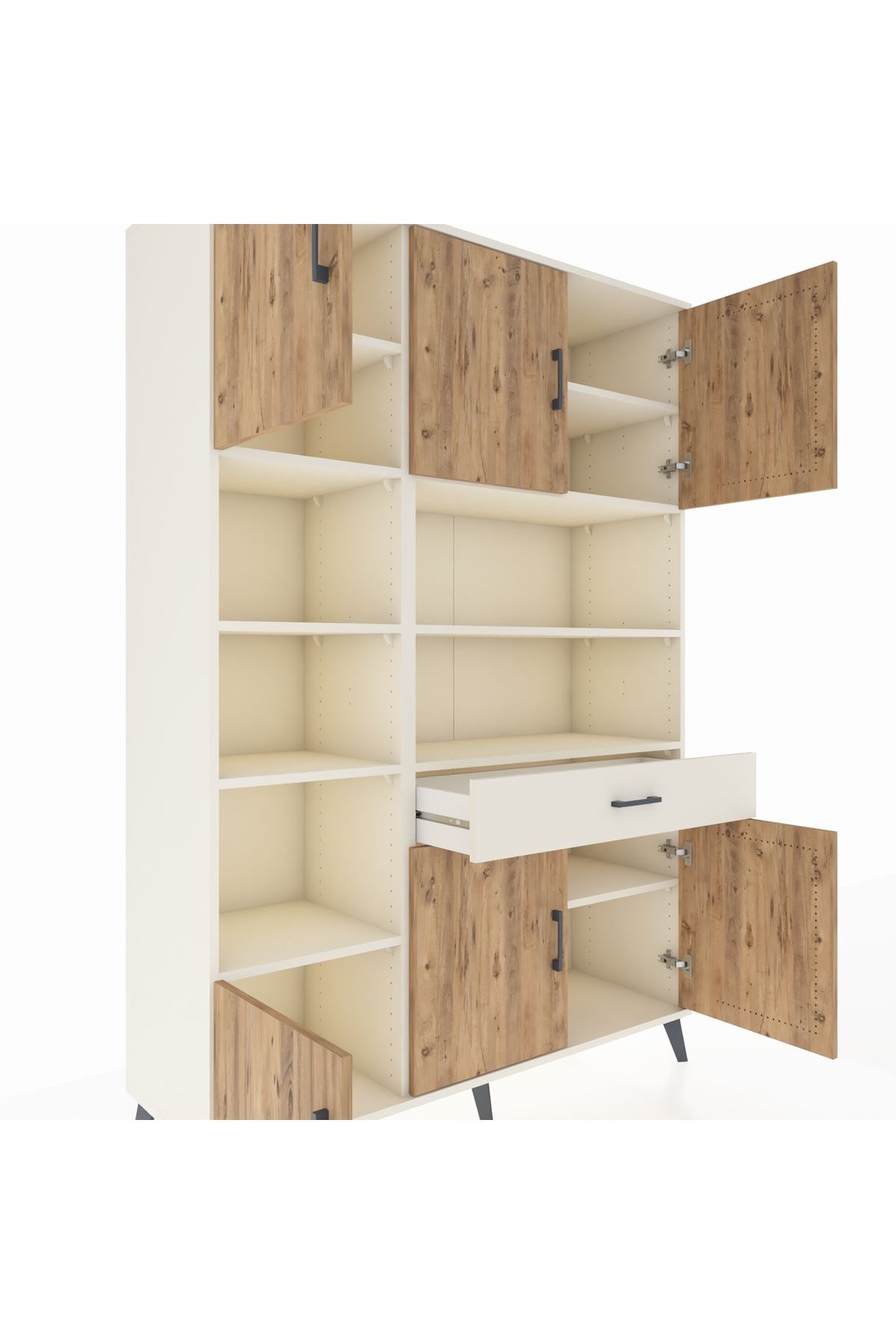 Hyperion Dolap 10 Raflı Tek Çekmeceli 6 Kapaklı 132x44x195 Aytaşı-Çam/Aytaşı