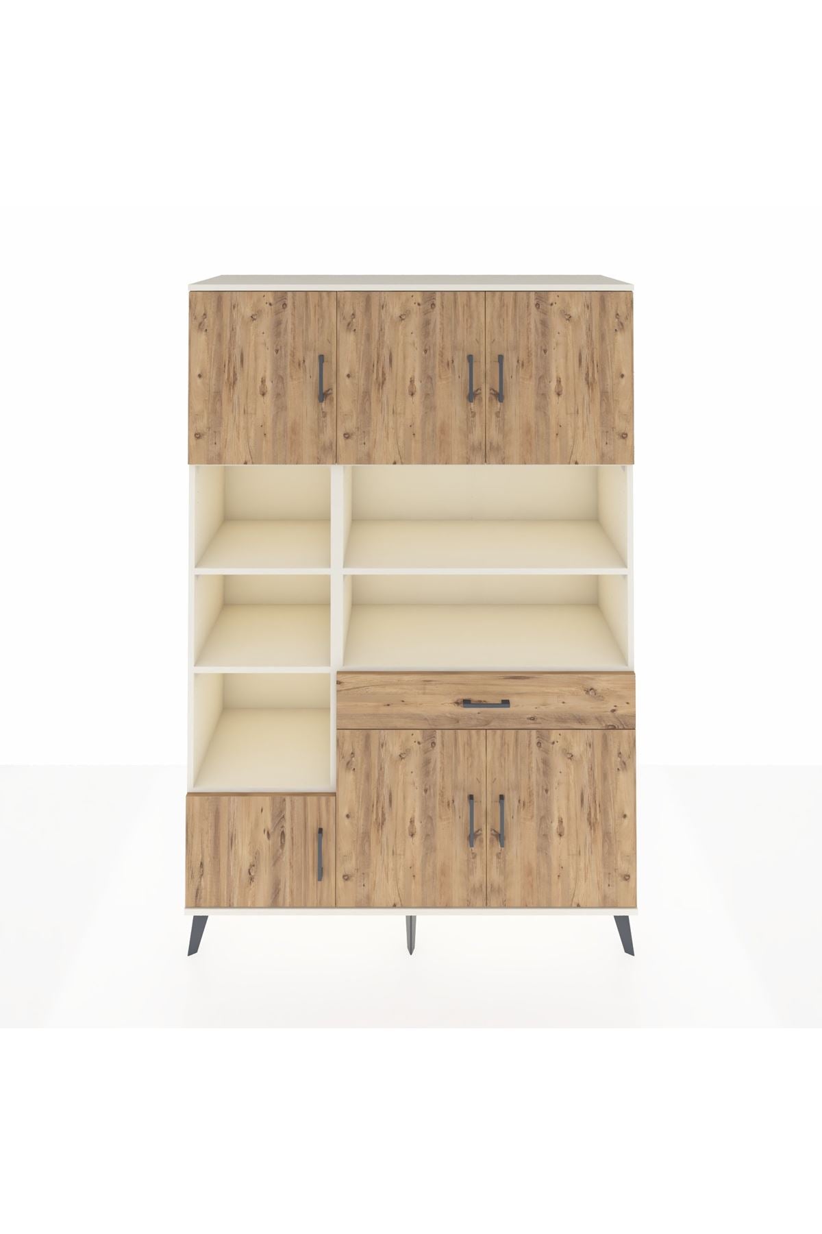 Hyperion Dolap 10 Raflı Tek Çekmeceli 6 Kapaklı 132x44x195 Aytaşı-Çam/Çam