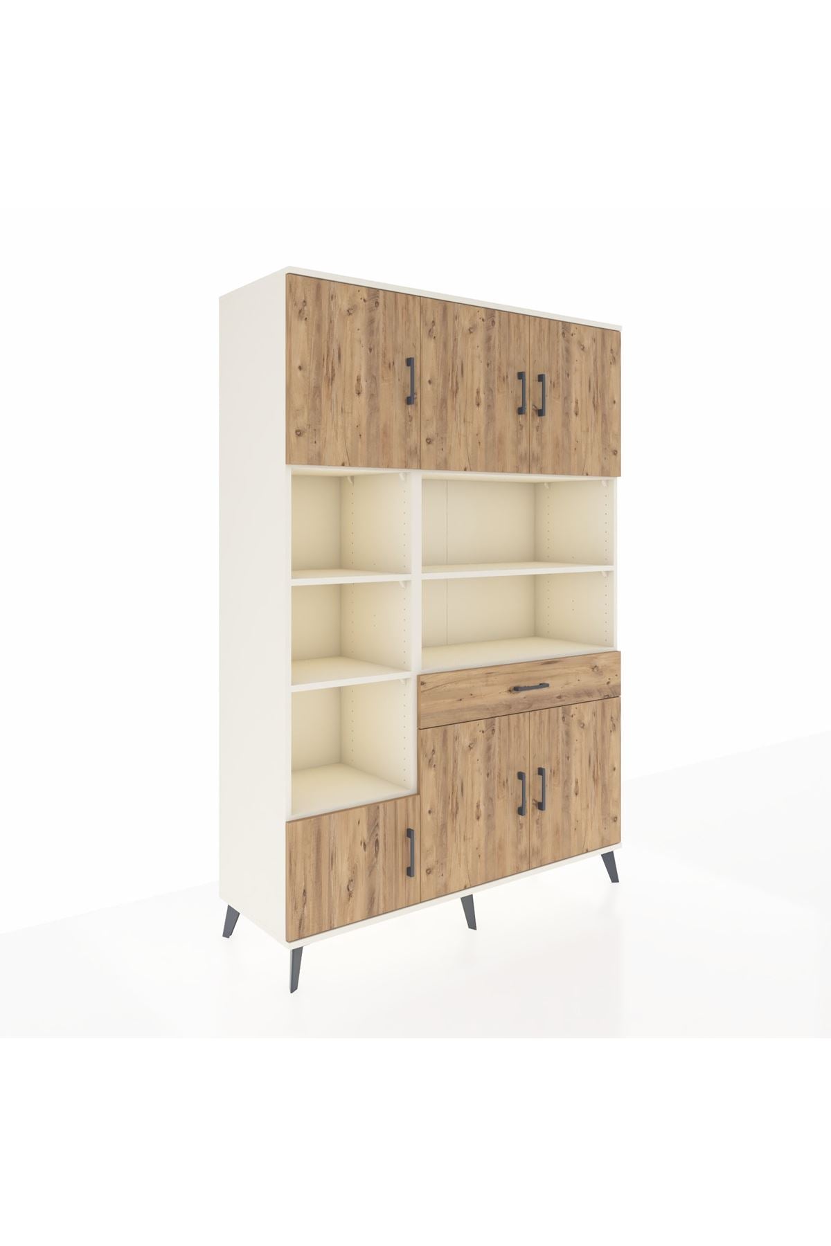 Hyperion Dolap 10 Raflı Tek Çekmeceli 6 Kapaklı 132x44x195 Aytaşı-Çam/Çam