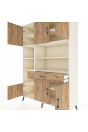 Hyperion Dolap 10 Raflı Tek Çekmeceli 6 Kapaklı 132x44x195 Aytaşı-Çam/Çam