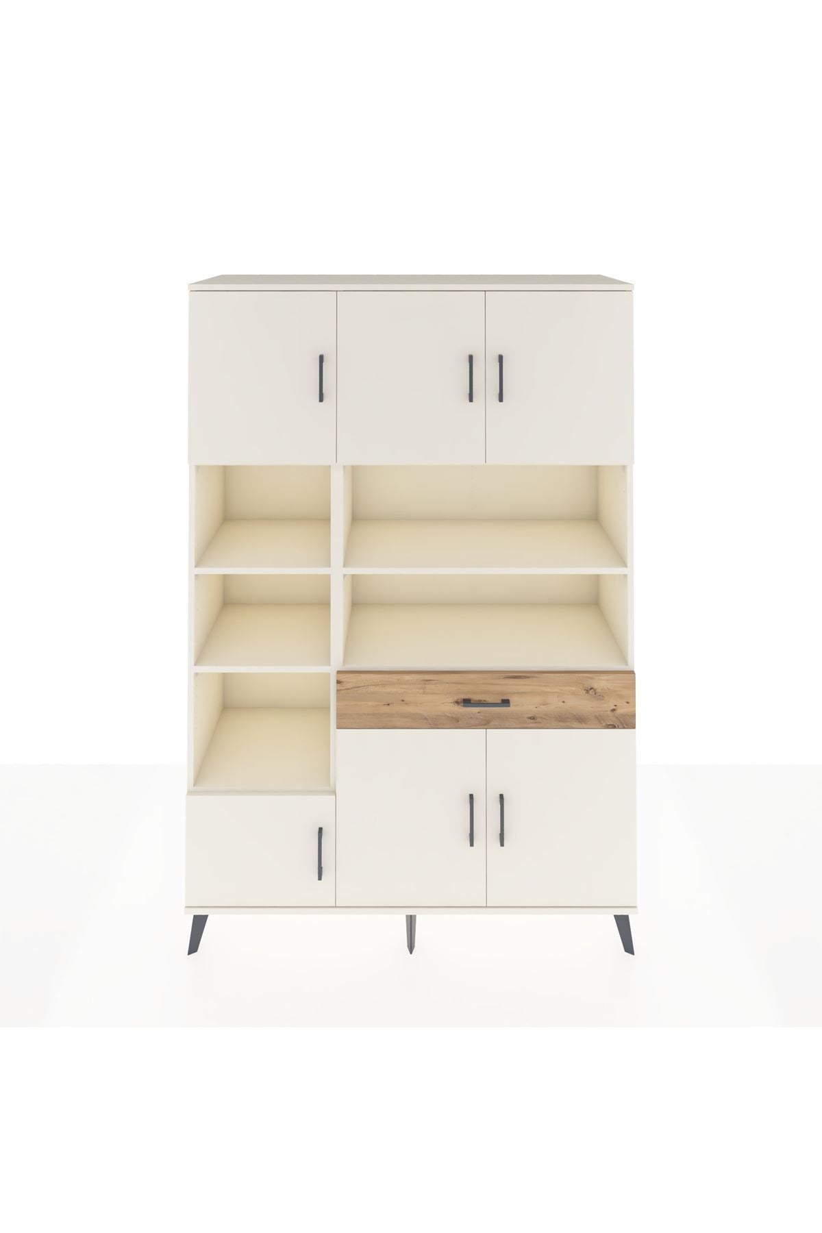 Hyperion Dolap 10 Raflı Tek Çekmeceli 6 Kapaklı 132x44x195 Aytaşı-Aytaşı/Çam