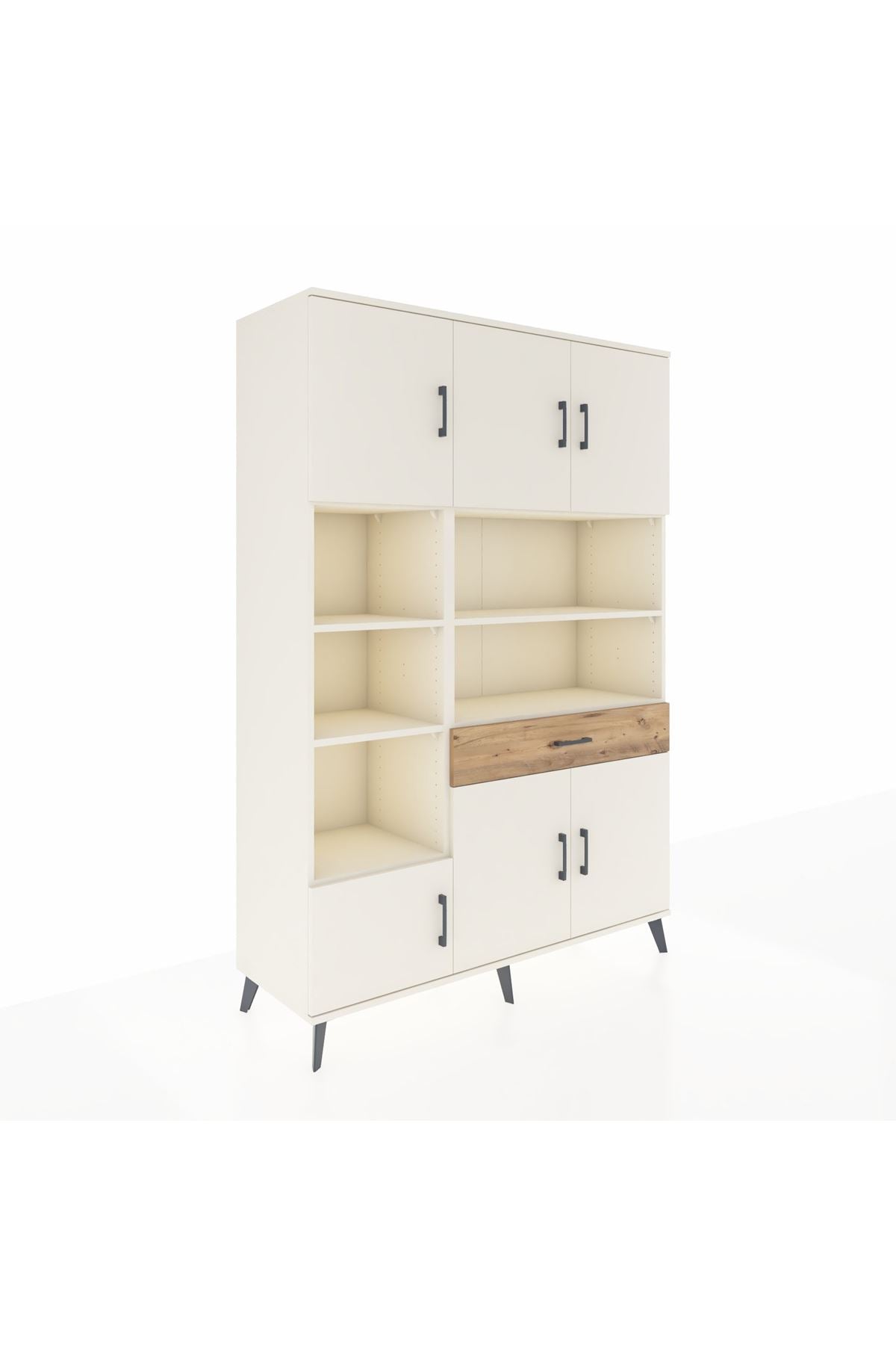 Hyperion Dolap 10 Raflı Tek Çekmeceli 6 Kapaklı 132x44x195 Aytaşı-Aytaşı/Çam