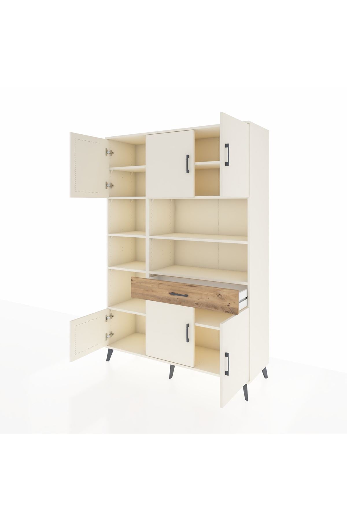 Hyperion Dolap 10 Raflı Tek Çekmeceli 6 Kapaklı 132x44x195 Aytaşı-Aytaşı/Çam