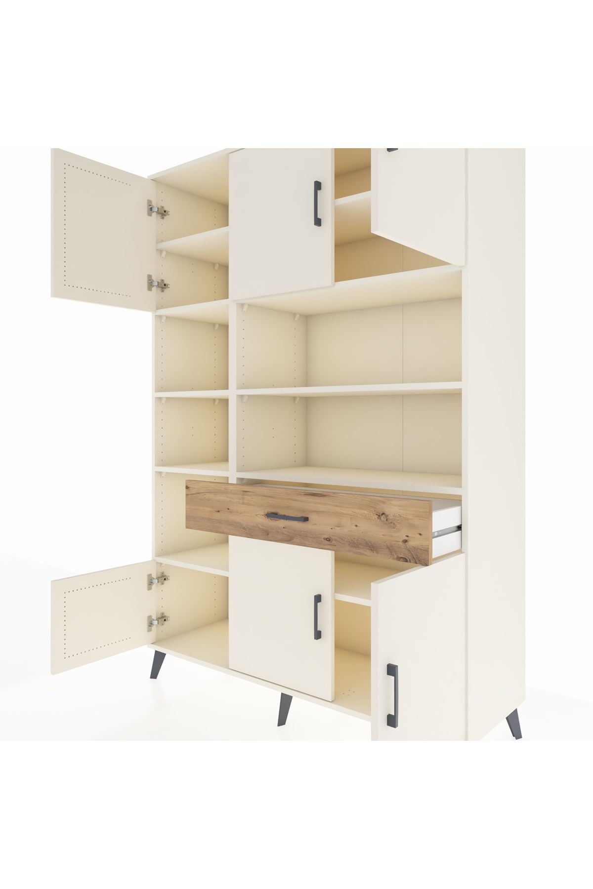 Hyperion Dolap 10 Raflı Tek Çekmeceli 6 Kapaklı 132x44x195 Aytaşı-Aytaşı/Çam