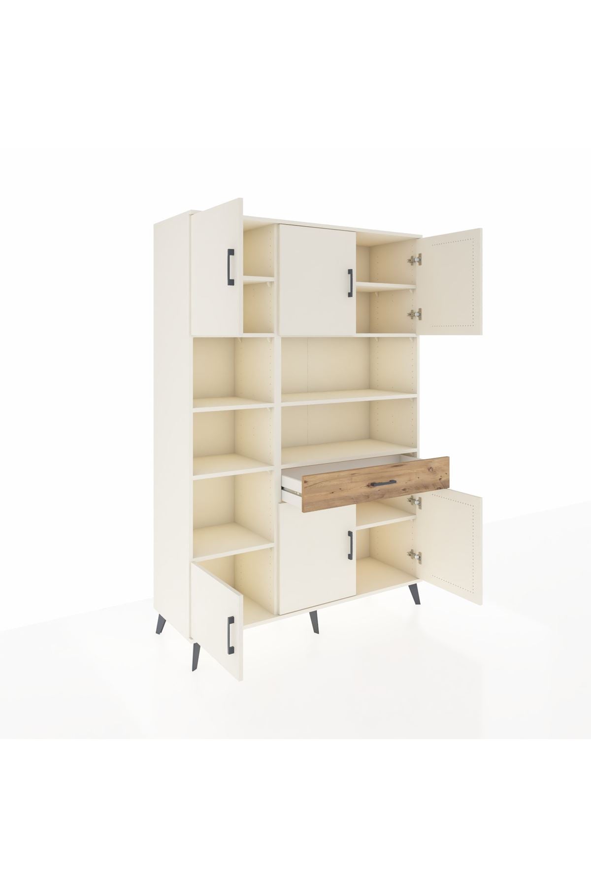 Hyperion Dolap 10 Raflı Tek Çekmeceli 6 Kapaklı 132x44x195 Aytaşı-Aytaşı/Çam