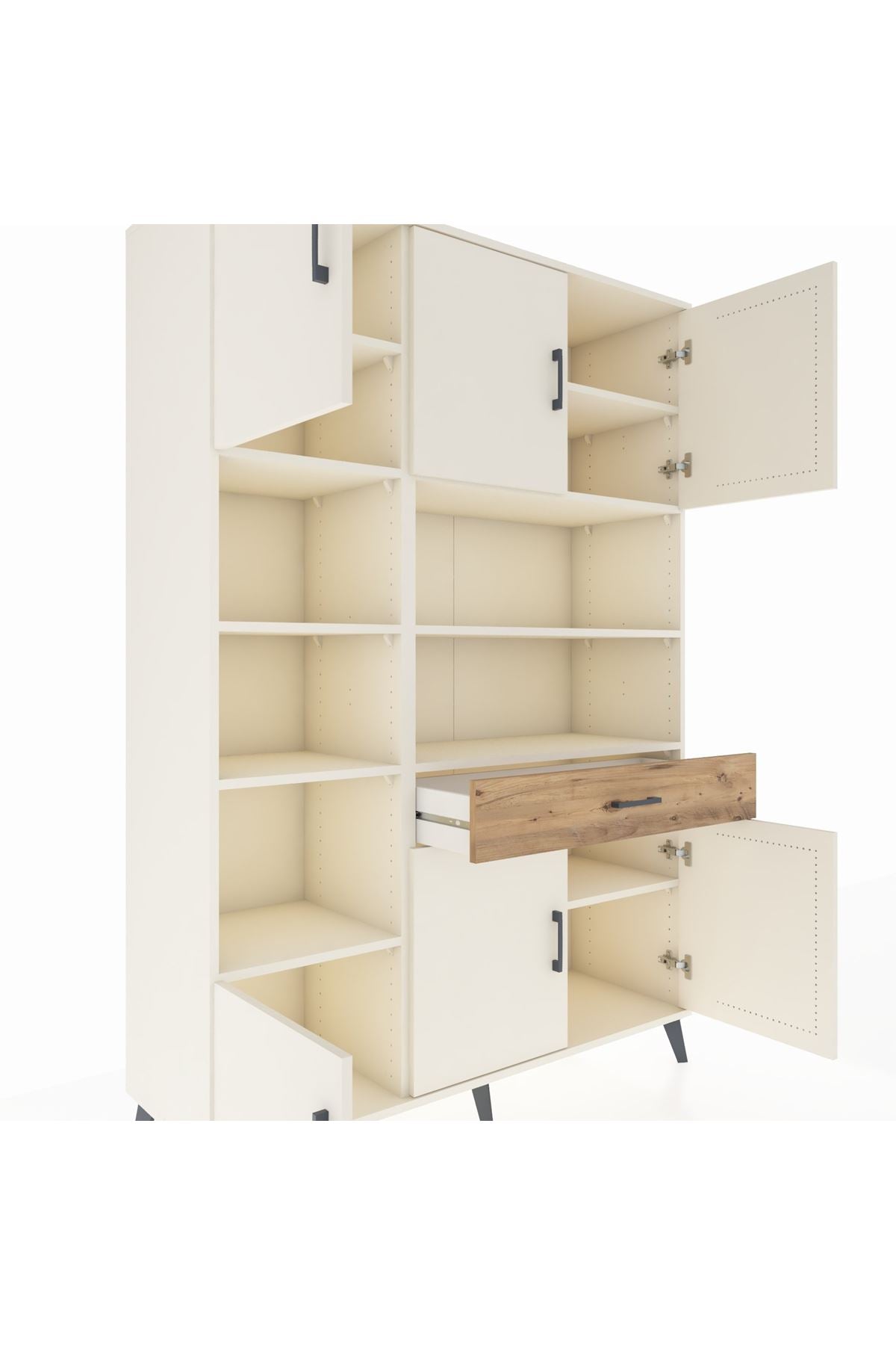 Hyperion Dolap 10 Raflı Tek Çekmeceli 6 Kapaklı 132x44x195 Aytaşı-Aytaşı/Çam