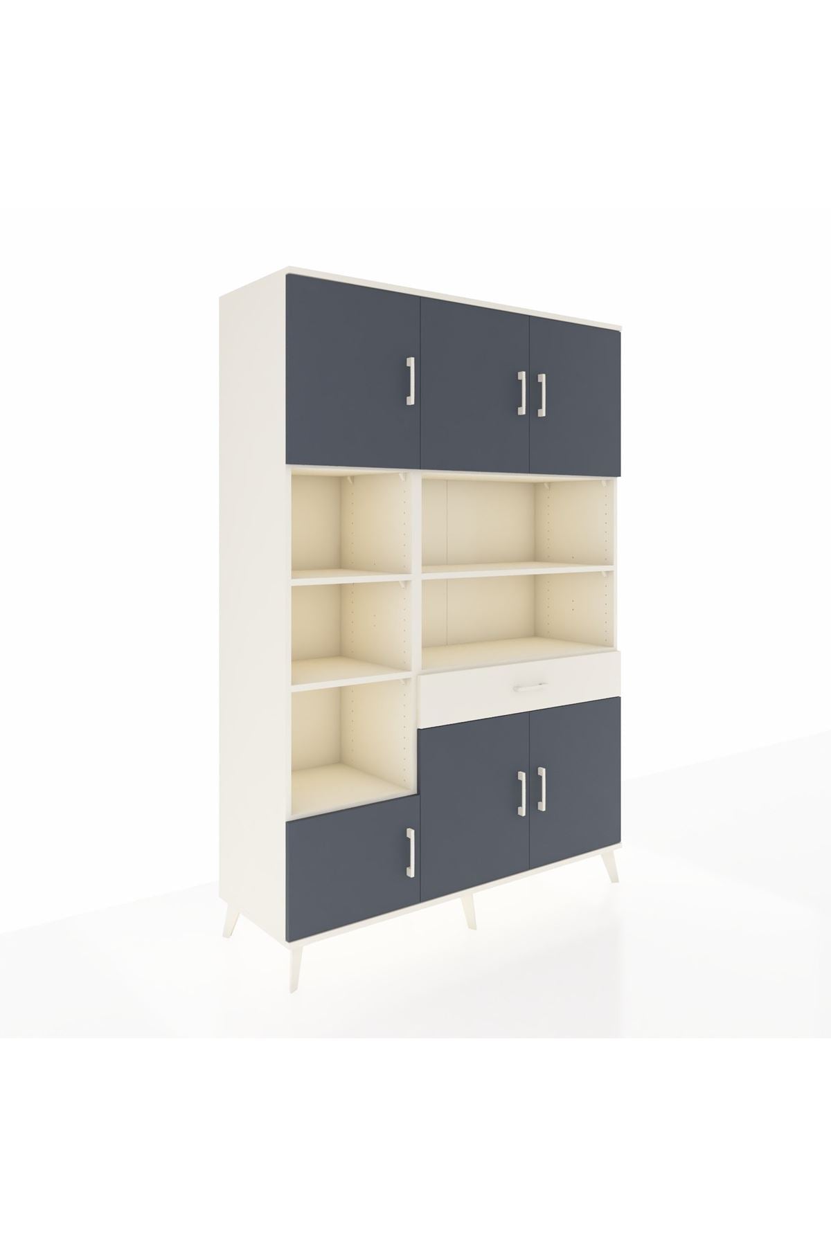 Hyperion Dolap 10 Raflı Tek Çekmeceli 6 Kapaklı 132x44x195 Aytaşı-Antrasit/Aytaşı